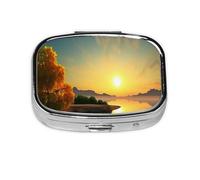 Pastillero cuadrado de Good Morning Mini Pastillero de metal para monedero, pequeño y lindo organizador de píldoras de medicina de 2 compartimentos, soporte portátil para medicinas diarias y vitaminas