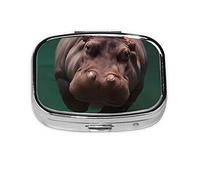 Pastillero cuadrado de hipopótamo de buceo: 2.2 x 1.6 x 0.7 pulgadas, adecuado para bolsillo, bolso, perfecto para viajes