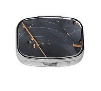 Pastillero cuadrado de hojas encantadas, ligero y portátil, con 2 insertos de plástico, adecuado para llevar en bolsillos o carteras.