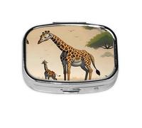 Pastillero cuadrado de jirafa para madre e hijo, pastillero de viaje, se puede poner en la cartera o bolsillo para almacenar una variedad de objetos pequeños