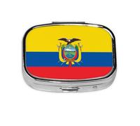 Pastillero cuadrado de la bandera de Ecuador, pastillero de viaje, se puede poner en la cartera o bolsillo para almacenar una variedad de objetos pequeños