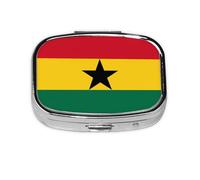 Pastillero cuadrado de la bandera de Ghana, ligero y portátil, con 2 insertos de plástico, adecuado para llevar en bolsillos o carteras.