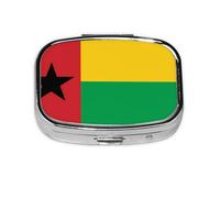 Pastillero cuadrado de la bandera de Guinea-Bissau, ligero y portátil, con 2 insertos de plástico, adecuado para llevar en bolsillos o carteras.