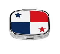 Pastillero cuadrado de la bandera de Panamá, ligero y portátil, con 2 insertos de plástico, adecuado para llevar en bolsillos o carteras.