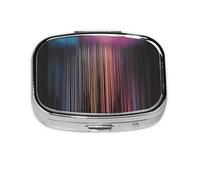 Pastillero cuadrado de lluvia arcoíris colorido ligero y portátil, con 2 insertos de plástico, adecuado para llevar en bolsillos o carteras.