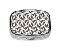 Pastillero cuadrado de metal con revestimiento plano con estampado de huellas de huellas de perro Trotting - Lleva tus medicamentos con estilo (rectangular)