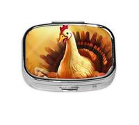 Pastillero cuadrado de metal para bolso de Acción de Gracias, pequeño y lindo organizador de píldoras de medicina de 2 compartimentos, portapíldoras portátil para medicinas diarias y vitaminas