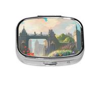 Pastillero cuadrado de Outside The Castle Gate ligero y portátil, con 2 insertos de plástico, adecuado para llevar en bolsillos o carteras.