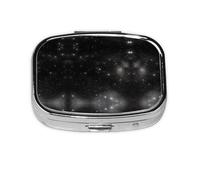 Pastillero cuadrado Galaxy blanco y negro, ligero y portátil, con 2 insertos de plástico, adecuado para llevar en bolsillos o carteras.