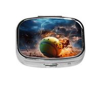 Pastillero cuadrado Lightning Tennis ligero y portátil, con 2 insertos de plástico, adecuado para llevar en bolsillos o carteras.