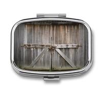 Pastillero cuadrado para bolso y bolsillo, portátil, mini puertas de granero, organizador de píldoras con 2 compartimentos, bonito pastillero de viaje para guardar vitaminas, medicamentos, aceite de