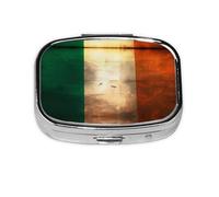 Pastillero cuadrado retro con bandera irlandesa, organizador de viaje, contenedor compacto semanal para medicamentos con organización diaria de píldoras
