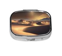 Pastillero cuadrado Sahara Desert ligero y portátil, con 2 insertos de plástico, adecuado para llevar en bolsillos o carteras.