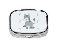 Pastillero cuadrado Smiling Donkey ligero y portátil, con 2 insertos de plástico, adecuado para llevar en bolsillos o carteras.