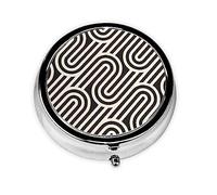 Pastillero curvo negro textureround con 3 compartimentos, organizador redondo para pastilleros, ^^Pastillero de viaje portátil para viajes.