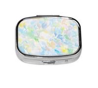 Pastillero de 2 compartimentos con diseño geométrico abstracto para tableta con espejo, organizador de pastillas pequeño para bolso o bolsillo organizador de vitaminas