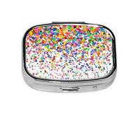 Pastillero de 2 compartimentos con impresión artística de puntos de colores, organizador portátil