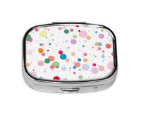 Pastillero de 2 compartimentos con puntos de colores, organizador de pastillas pequeño para bolso o bolsillo organizador de vitaminas