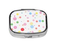 Pastillero de 2 compartimentos con puntos de colores, organizador de pastillas pequeño para bolso o bolsillo organizador de vitaminas