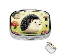 Pastillero de 2 compartimentos, mini pastillero de erizo, para bolsillo, impermeable, de metal, organizador de píldoras decorativo para viajes o uso diario