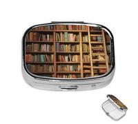 Pastillero de 2 compartimentos, mini pastillero de medicina, biblioteca, estantería para cartera, bolsillo impermeable, contenedor de píldoras de metal decorativo, organizador de píldoras de medicina