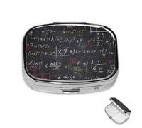 Pastillero de 2 compartimentos, mini pastillero de medicina para matemáticas y física, para bolsillo, impermeable, de metal, organizador de píldoras decorativas para viajes o uso diario