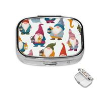 Pastillero de 2 compartimentos, mini pastillero para medicamentos de Navidad, divertido pastillero de gnomos para bolso, bolsillo impermeable, contenedor de píldoras de metal decorativo, organizador