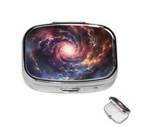 Pastillero de 2 compartimentos, mini pastillero para medicina, pastillero cósmico para bolsillo, impermeable, contenedor de píldoras de metal decorativo, organizador de pastillas para viajes o uso