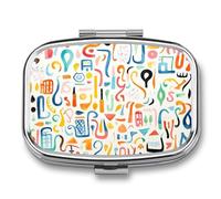 Pastillero de 2 compartimentos para medicamentos para bolsillo o bolso, mini pastillero de metal, divertido patrón colorido, organizador de píldoras, contenedor portátil de medicamentos de viaje para