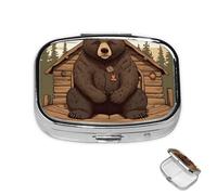 Pastillero de 2 compartimentos para medicamentos para bolsillo o bolso, mini pastillero de metal rústico, organizador de pastillas, contenedor portátil de medicamentos de viaje para guardar