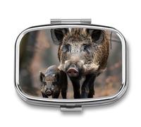 Pastillero de 2 compartimentos para medicamentos para bolsillo o bolso, mini soporte de pastillas de metal para animales en la naturaleza, organizador de píldoras portátil de viaje para guardar