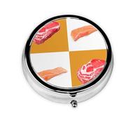 Pastillero de 3 compartimentos con delicioso salmón y bistec, organizador portátil