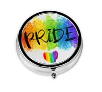 Pastillero de 3 compartimentos con diseño de acuarela LGBT Gay Pride Rainbow HeartMeta, organizador portátil