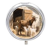 Pastillero de 3 compartimentos con diseño de animales de granja, lindo pastillero de viaje con espejo, impermeable, organizador de píldoras medicinales 3 veces al día, contenedor portátil para bolso y