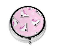 Pastillero de 3 compartimentos con diseño de copos de nieve y patinaje sobre hielo, organizador portátil