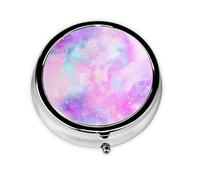 Pastillero de 3 compartimentos con diseño de galaxia jaspeada, rosa y morado, organizador portátil