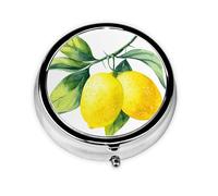 Pastillero de 3 compartimentos con diseño de limón amarillo brillante, organizador portátil