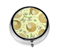 Pastillero de 3 compartimentos con diseño de pangolines y margaritas, organizador portátil