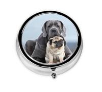 Pastillero de 3 compartimentos con diseño de perro Cane Corso, Pug y Amistad. Organizador portátil.
