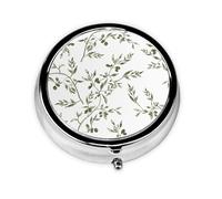 Pastillero de 3 compartimentos con diseño de rama de olivo, organizador portátil para comida y bebida.