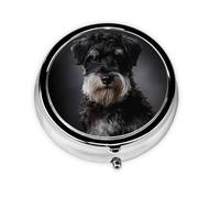Pastillero de 3 compartimentos con diseño de Schnauzer, color gris oscuro, organizador portátil