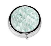 Pastillero de 3 compartimentos con diseño geométrico de mármol blanco menta y aguamarina, organizador portátil