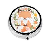 Pastillero de 3 compartimentos con espejo, bonita corona de zorro, organizador de pastillas pequeño para bolso y bolsillo organizador de vitaminas