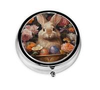 Pastillero de 3 compartimentos con espejo, clásico, huevo de Pascua, conejo, pastillero, organizador de pastillas para bolso y bolsillo organizador de vitaminas