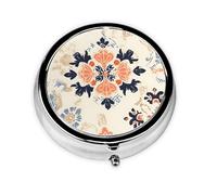 Pastillero de 3 compartimentos con espejo, color beige, diseño clásico, organizador de pastillas para bolso y bolsillo organizador de vitaminas