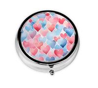 Pastillero de 3 compartimentos con espejo, color rosa y azul, organizador de pastillas pequeño para bolso y organizador de vitaminas