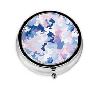 Pastillero de 3 compartimentos con espejo, color rosa y azul, organizador de pastillas pequeño para bolso y bolsillo organizador de vitaminas