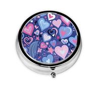 Pastillero de 3 compartimentos con espejo, color rosa y azul, organizador de vitaminas para bolso y bolsillo