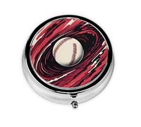 Pastillero de 3 compartimentos con espejo de béisbol en espiral, organizador de pastillas pequeño para bolso y bolsillo organizador de vitaminas