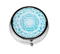 Pastillero de 3 compartimentos con espejo de cristal tótem, organizador de pastillas pequeño para bolso y bolsillo organizador de vitaminas